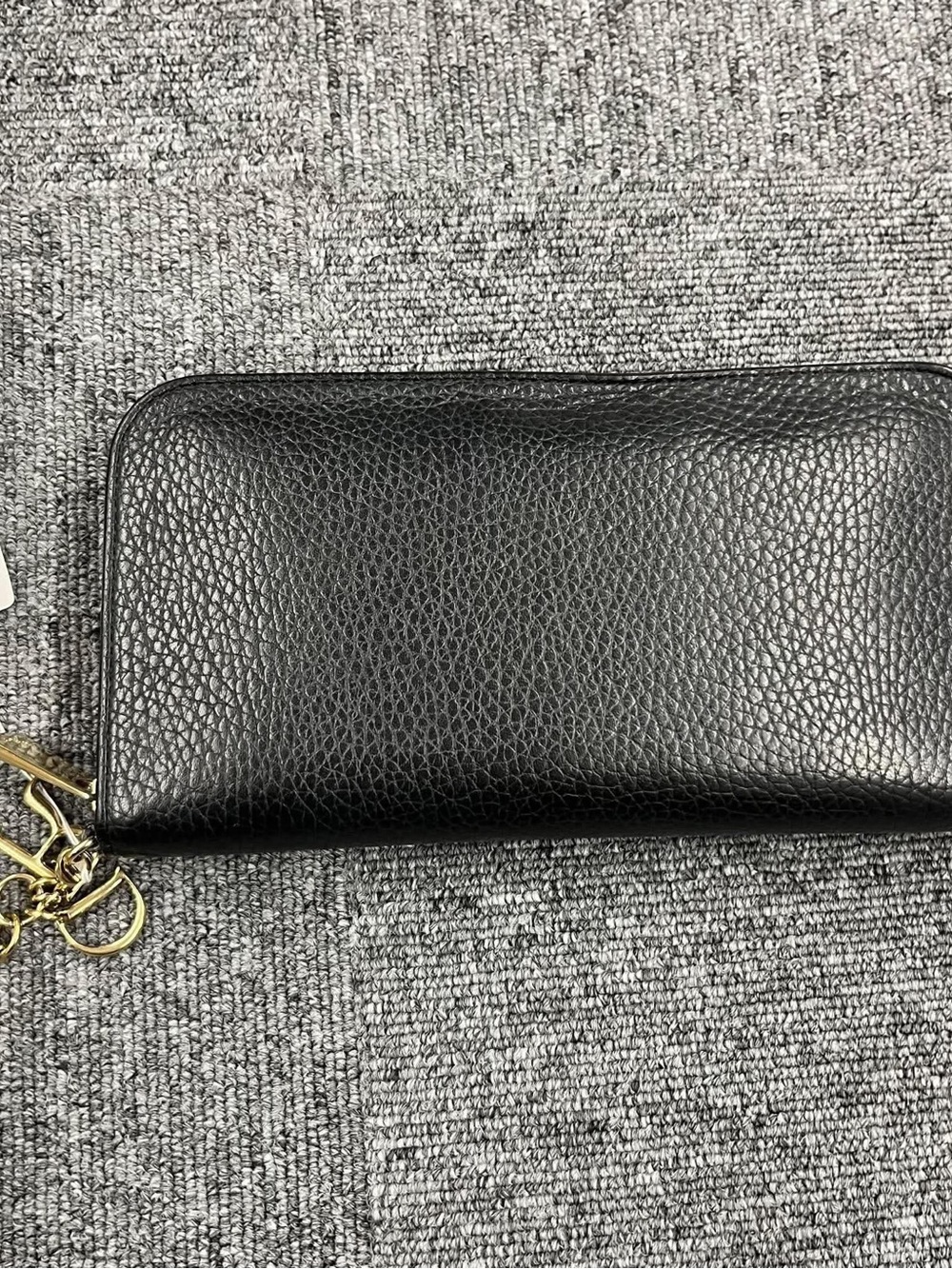 Dior Black Leather Zip Wallet with Gold Hardware